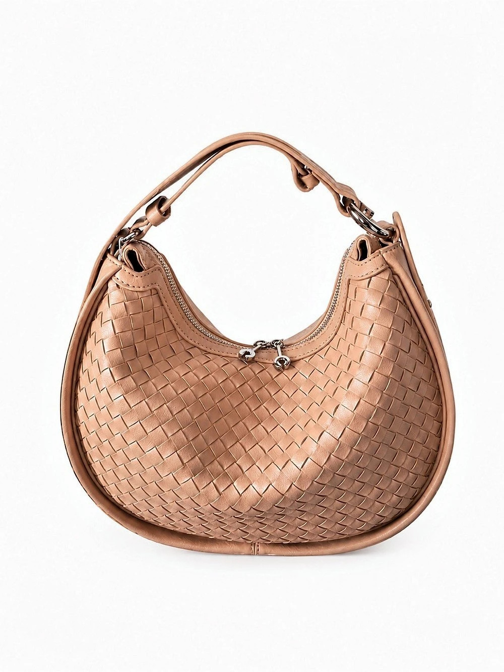 Blush Pink Woven Hobo Bag